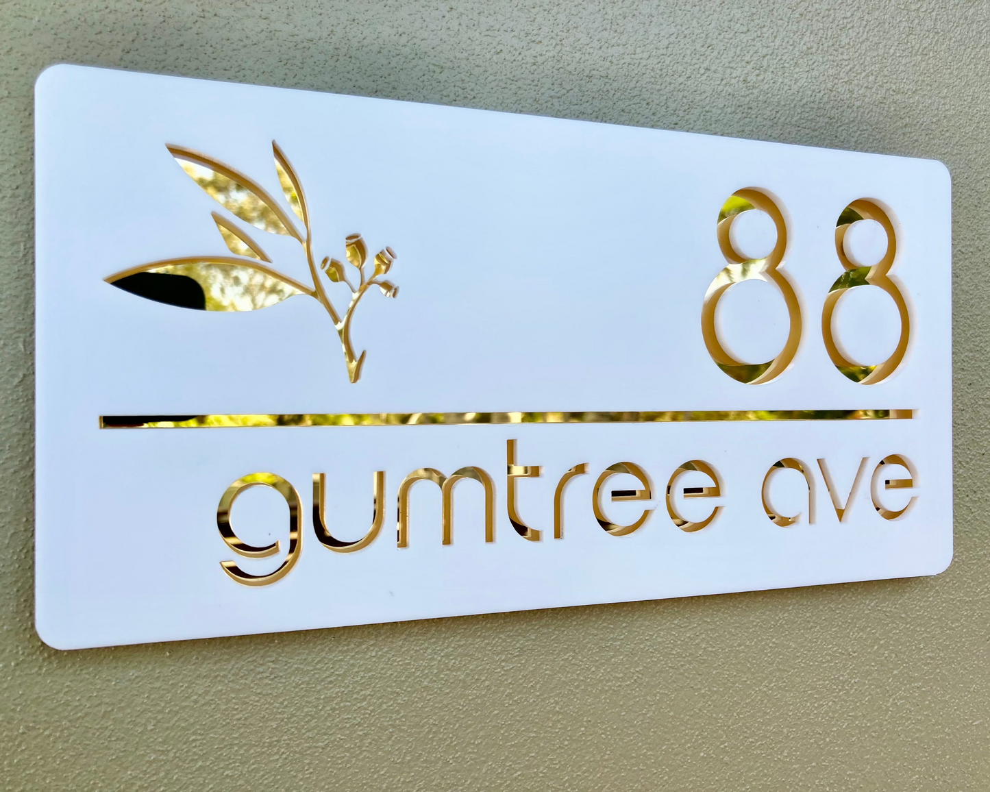 Custom Address Sign with Gumleaf