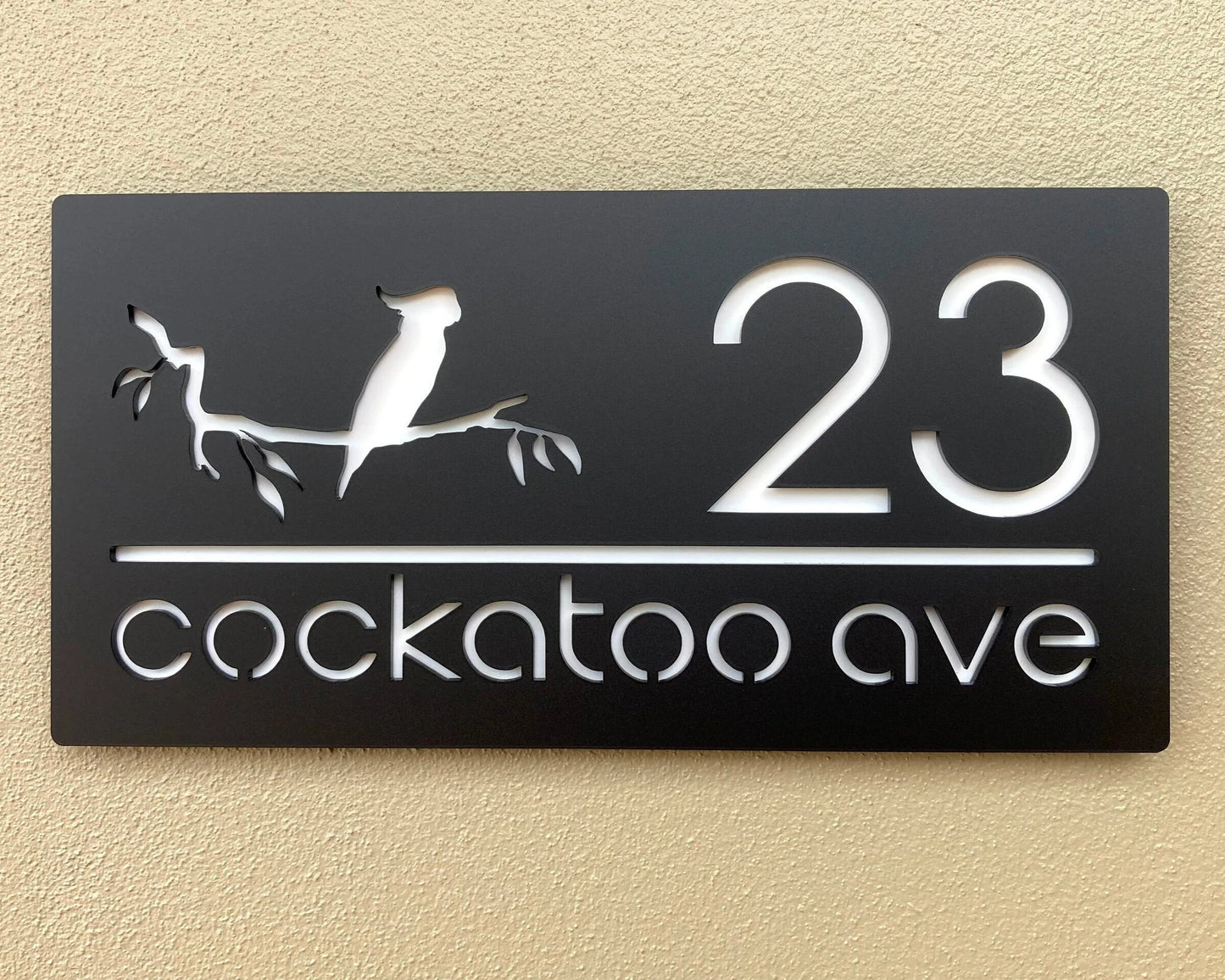 Custom Address Sign with Cockatoo