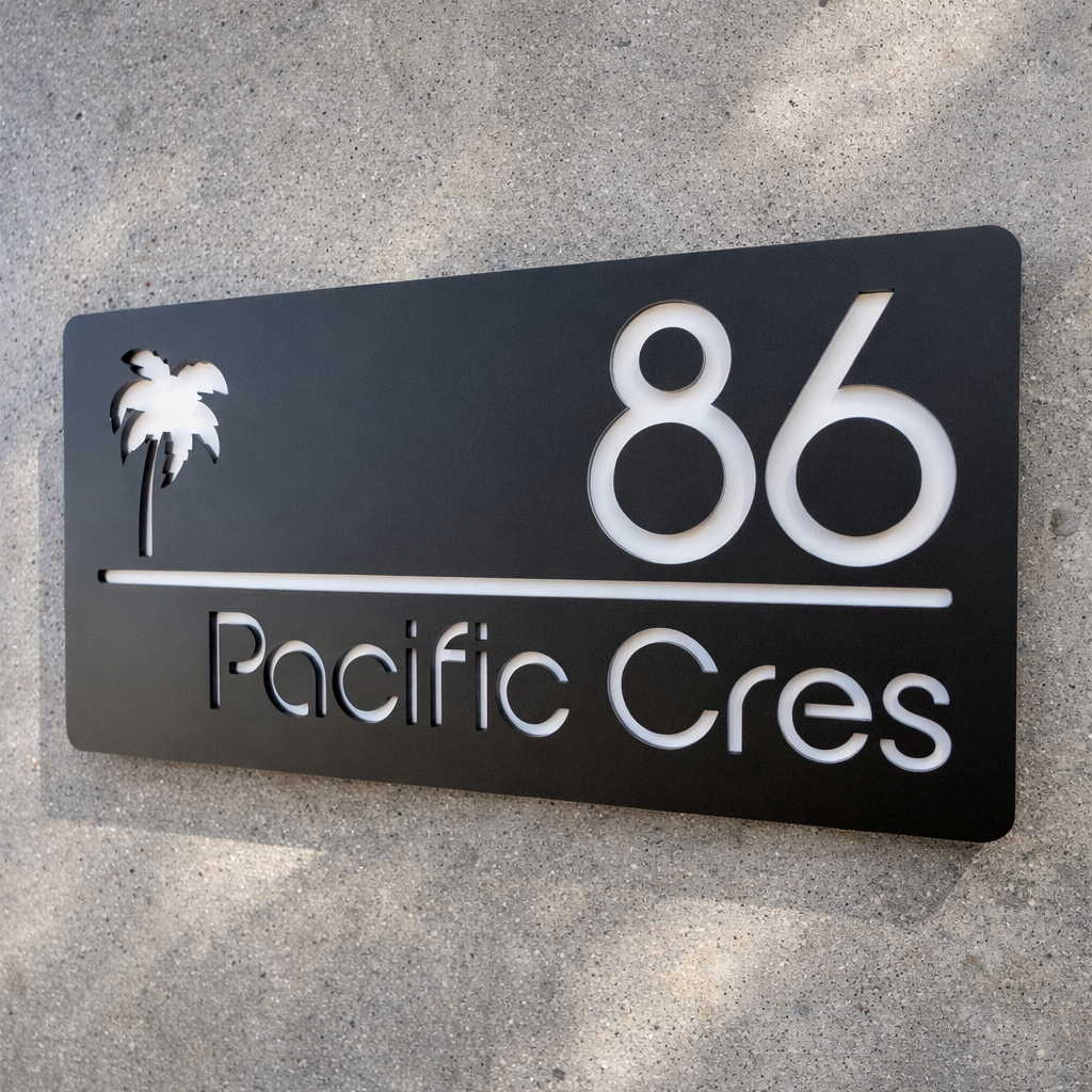 Custom Address Sign with Palm