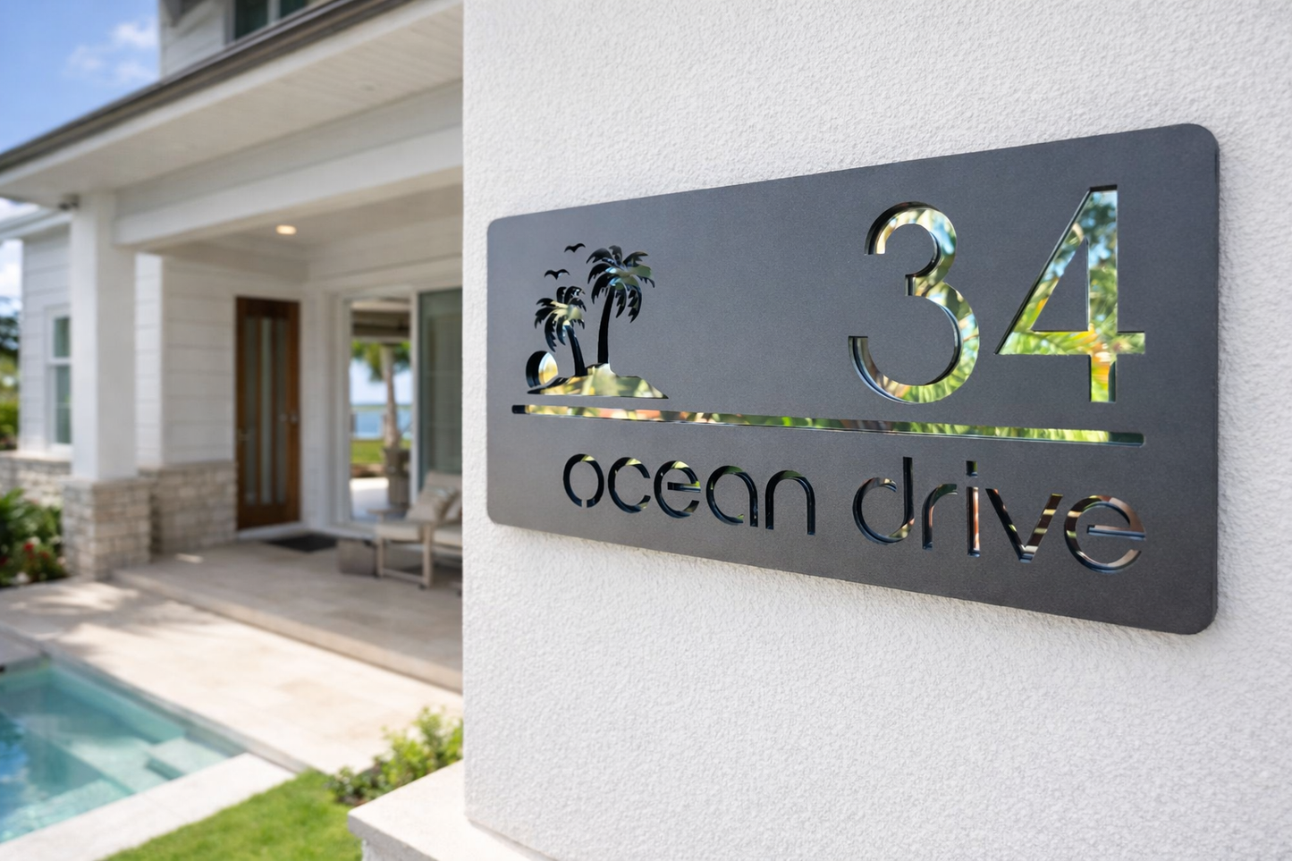 Custom Address Sign with Palms
