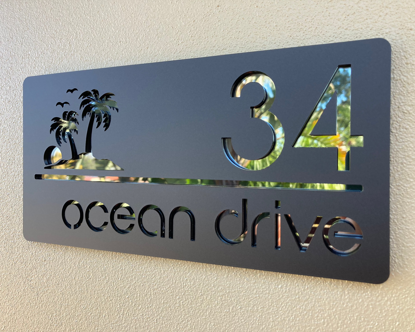 Personalised House Address Signs with Palm Trees
