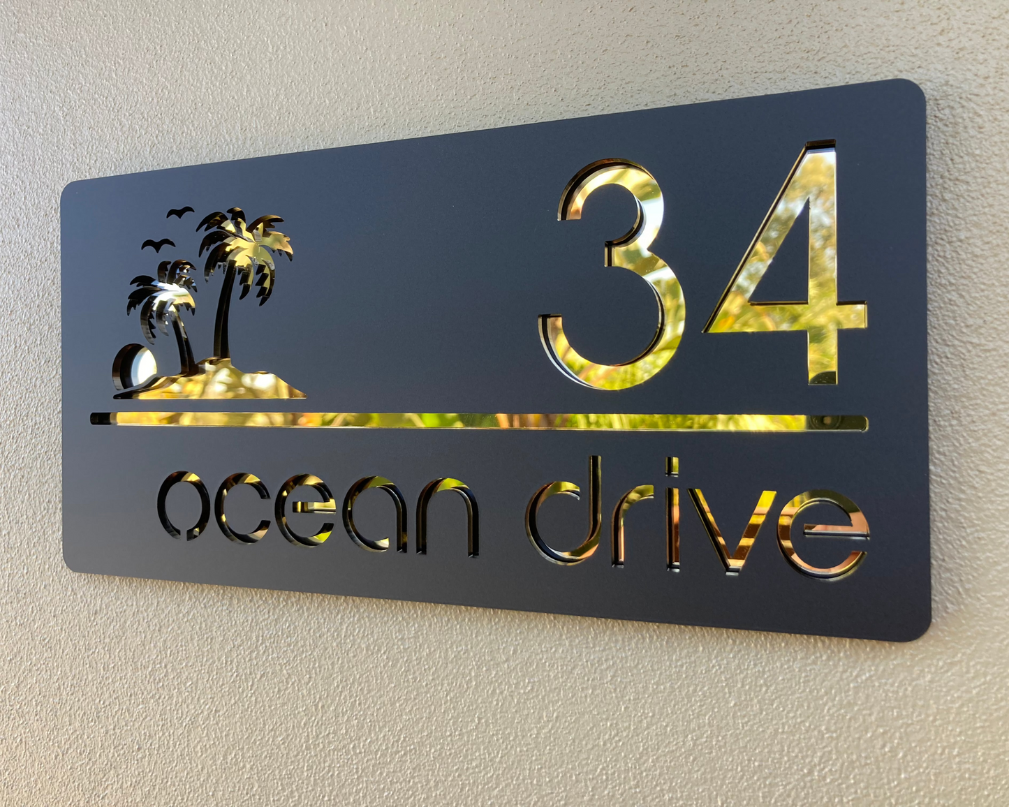 Personalised House Address Signs with Palm Trees