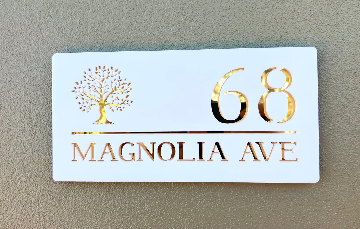 Custom Address Sign with Magnolia in Serif
