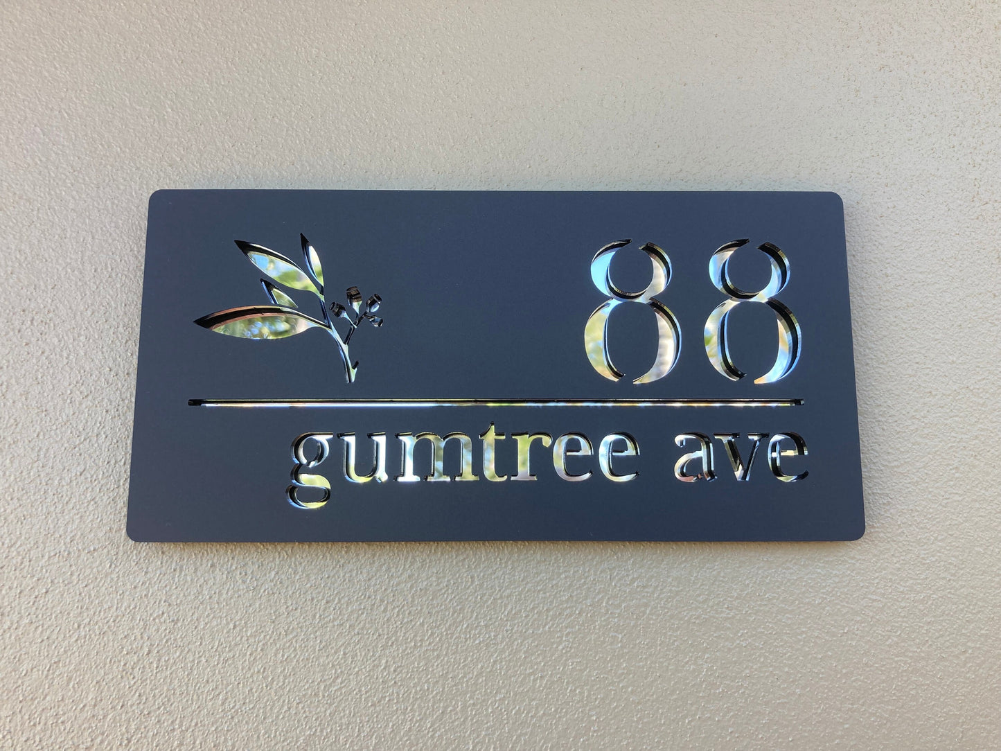 Custom Address Sign with Gumleaf in Serif
