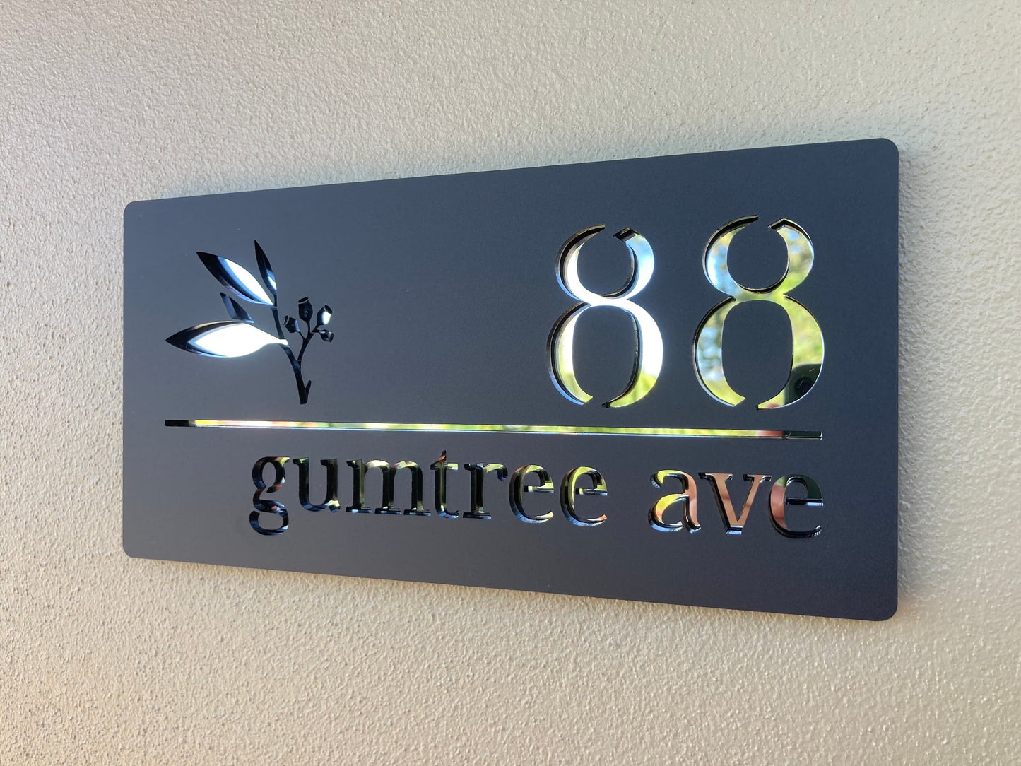Custom Address Sign with Gumleaf in Serif