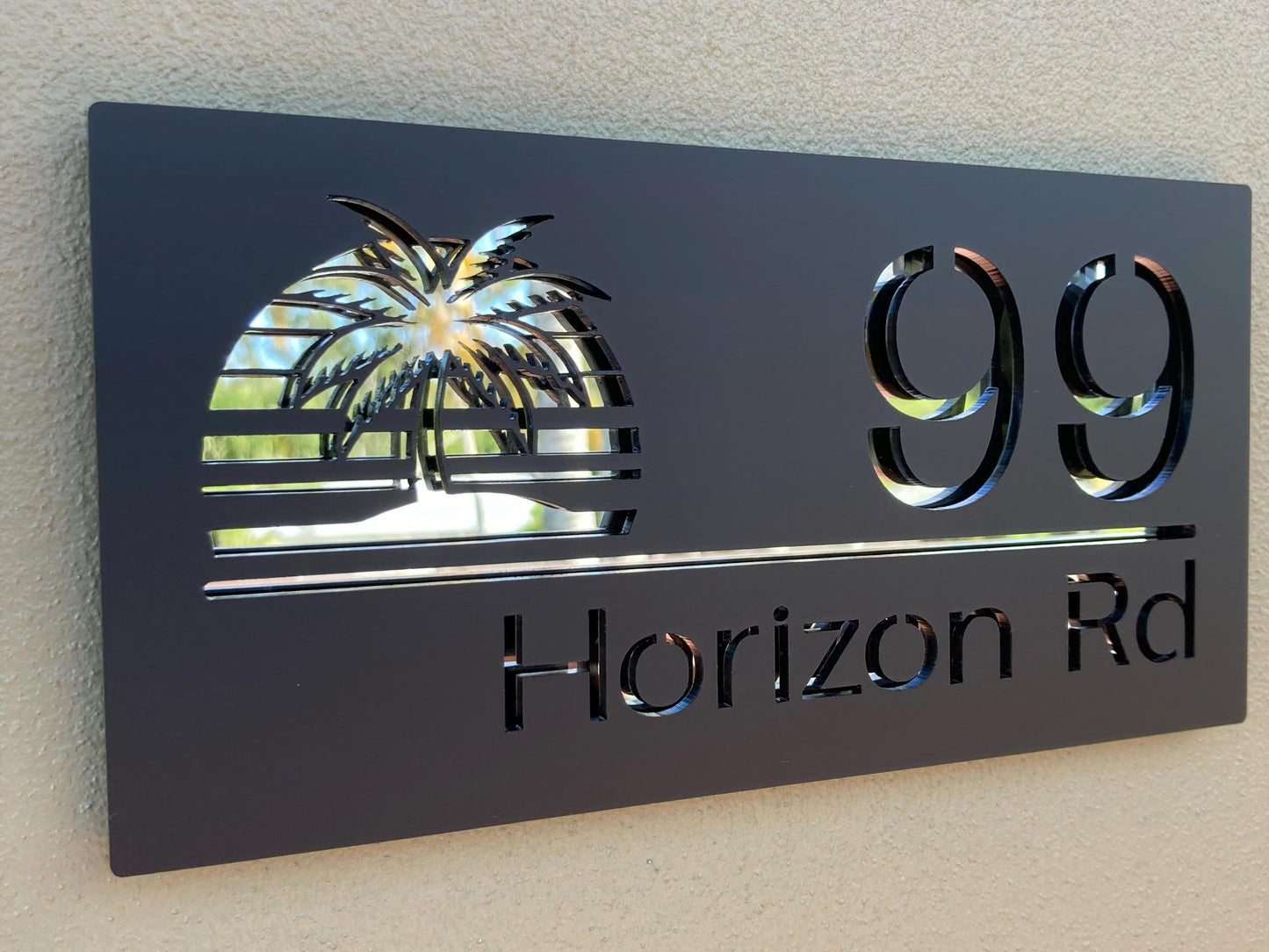 Custom Address Sign with Retro Palm