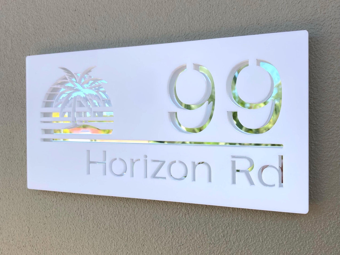 Custom Address Sign with Retro Palm