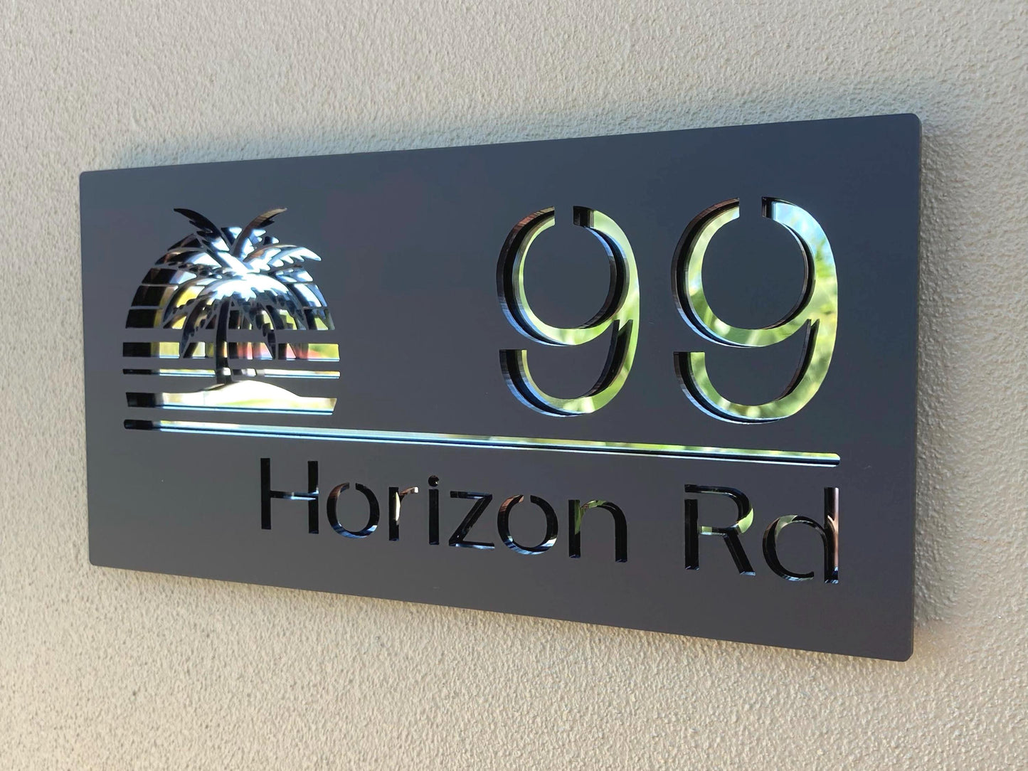 Custom Address Sign with Retro Palm