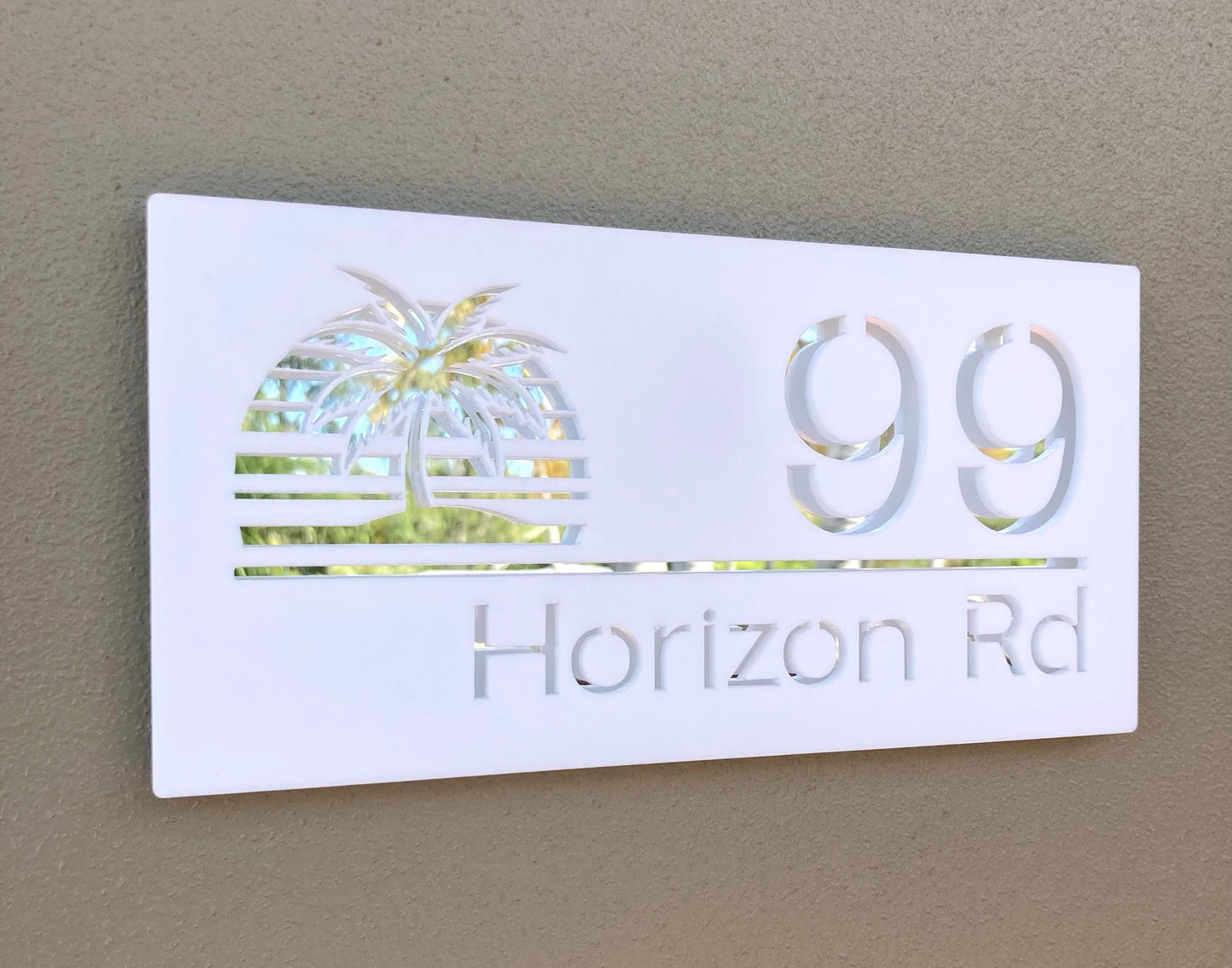 Custom Address Sign with Retro Palm