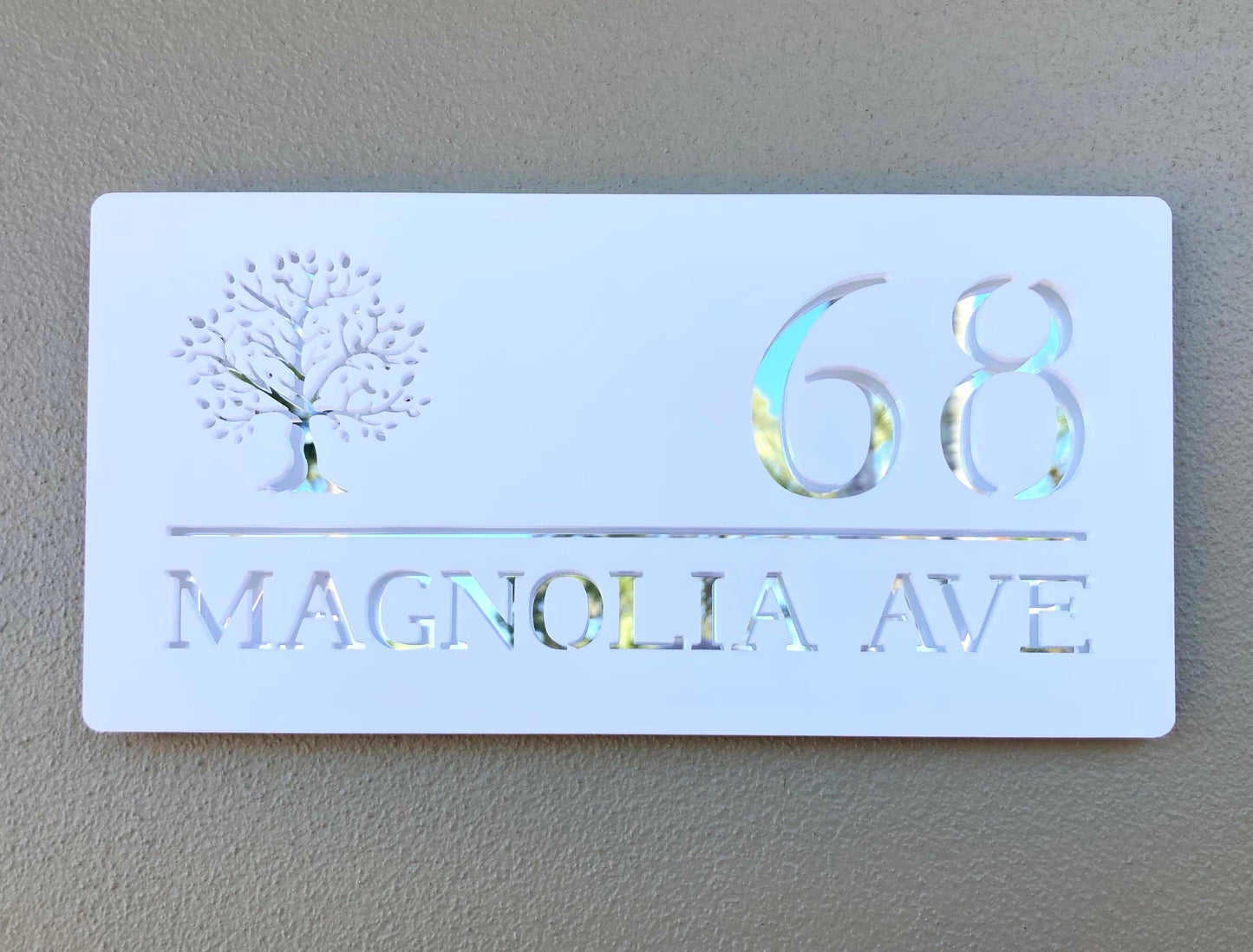 Custom Address Sign with Magnolia in Serif