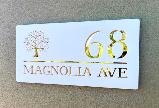 Custom Address Sign with Magnolia