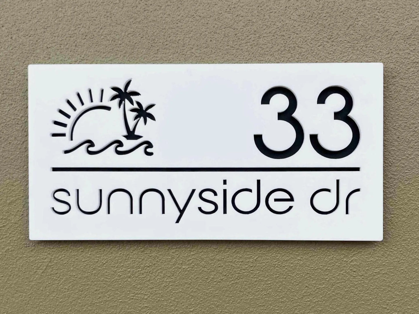 Custom Address Sign with sun waves and palms