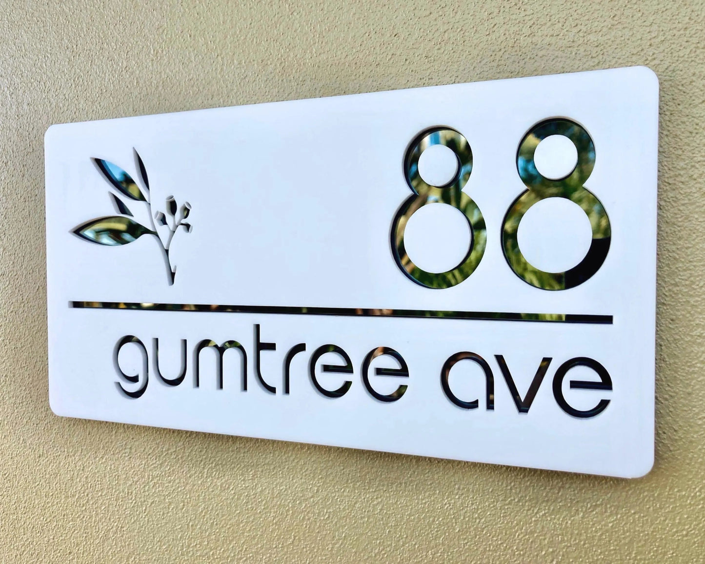 Custom Address Sign with Gumleaf